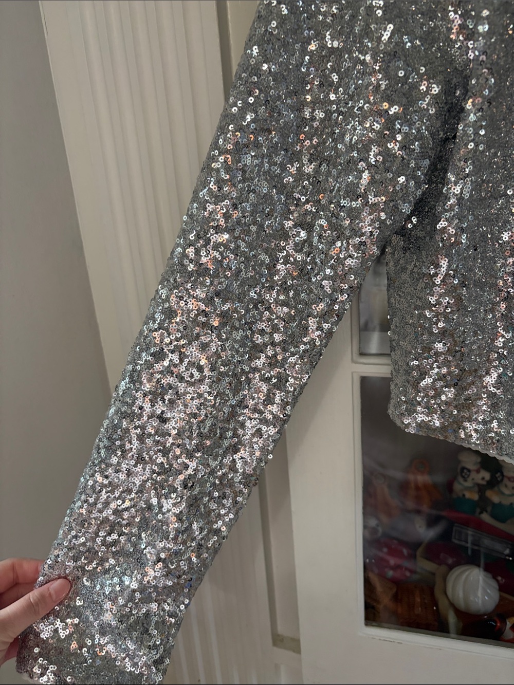 NWT XL Good American Silver Sequin Blazer Jacket - Picture 3 of 6